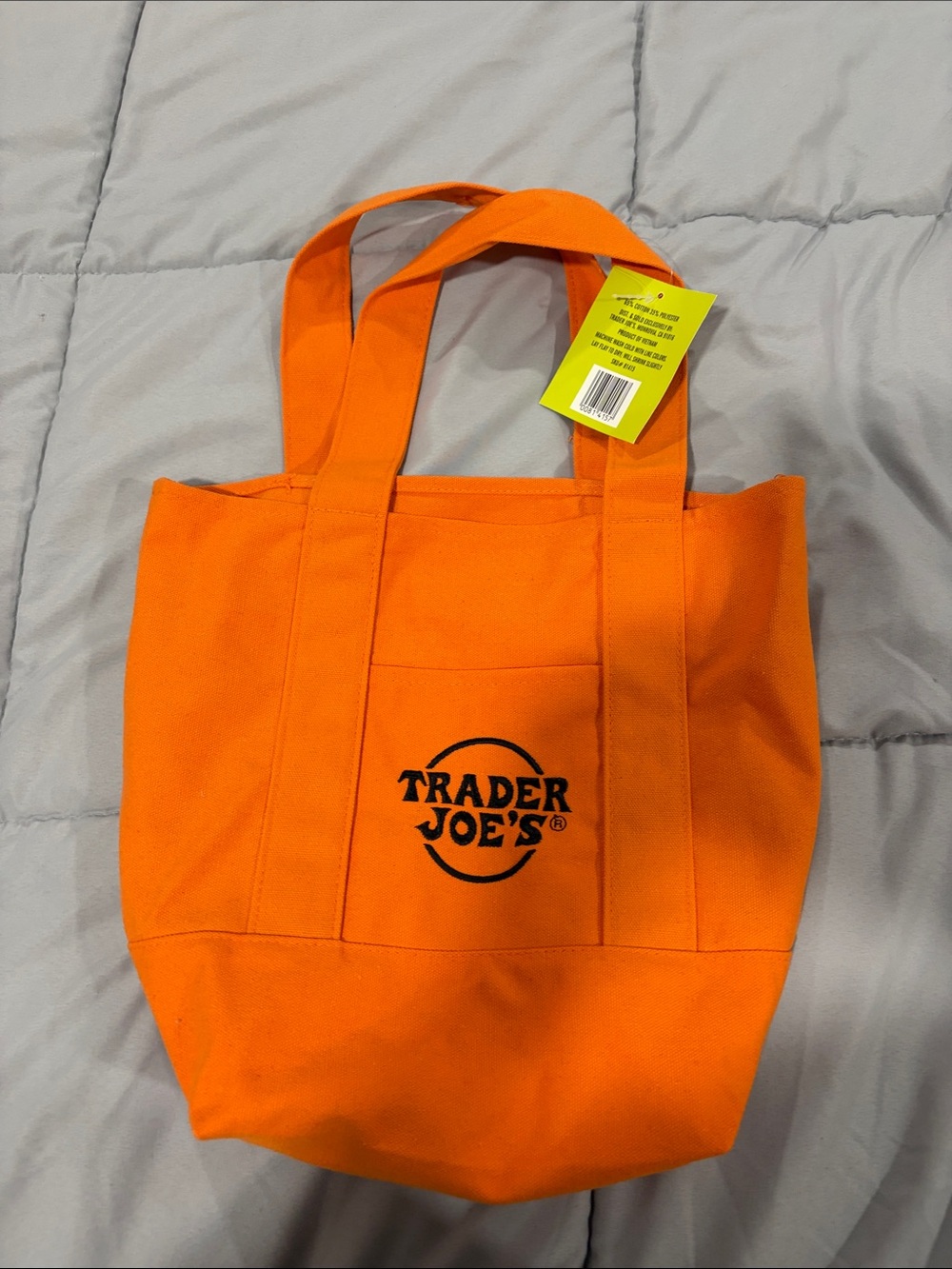Trader Joe's Bright Orange Canvas Tote Bag